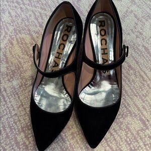 Rochas Black Mary Jane Heels
